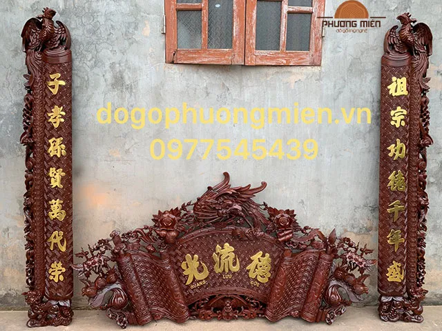 Cuốn thư câu đối phượng đẹp tinh sảo.