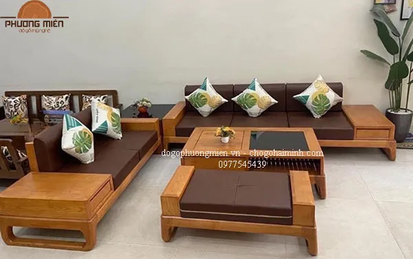 Sofa chữa U gỗ gõ đỏ kê phong khách hiện đại đẹp.
