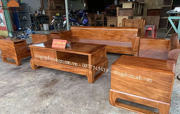 bàn ghế hiện đại chữ u gỗ gõ đỏ