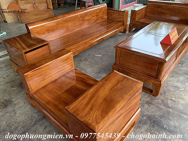 Sofa chữ U gỗ gõ đỏ