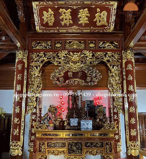 Mẫu hoành phi câu đối gỗ chạm khắc đơn giản đẹp.