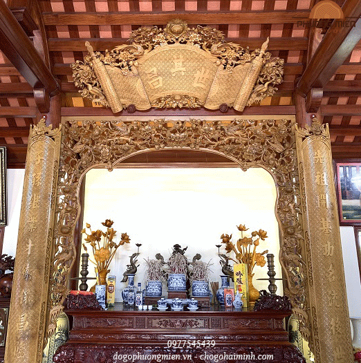 Mẫu cửa võng thờ đẹp tinh sảo nơi thờ cúng gia tiên.