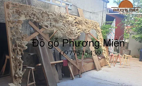 Cửa võng chạm khắc tứ linh siêu to, đẹp tại Lâm Đồng.