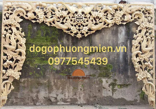 Cửa võng- chiều châu gỗ dổi chạm khắc dơi ngậm thọ.