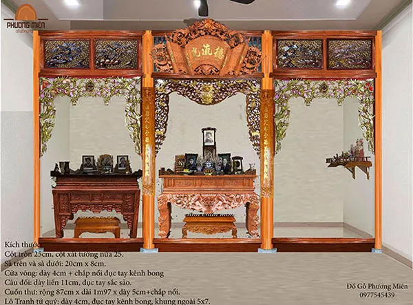 Thiết kế mẫu cửa võng- phòng thờ gỗ đẹp tại Thanh Hoá.