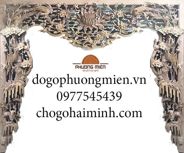 Mẫu cửa võng gỗ dổi chạm trúc mai.