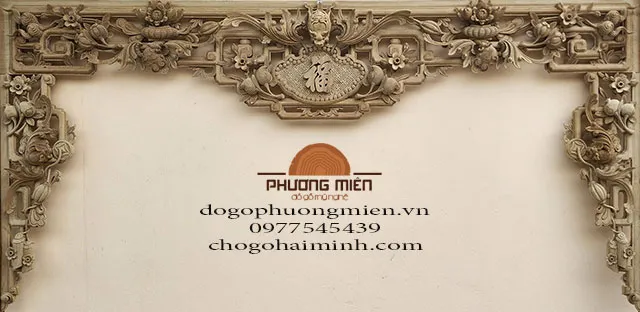 Mẫu cửa võng gỗ dổi chạm ngũ phúc đẹp.