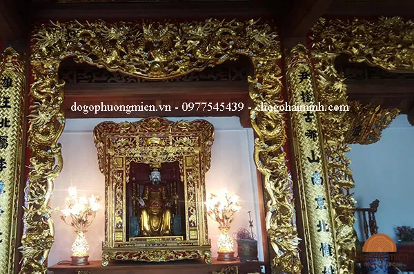 Mẫu cửa võng chạm Rồng thếp vàng đẹp.