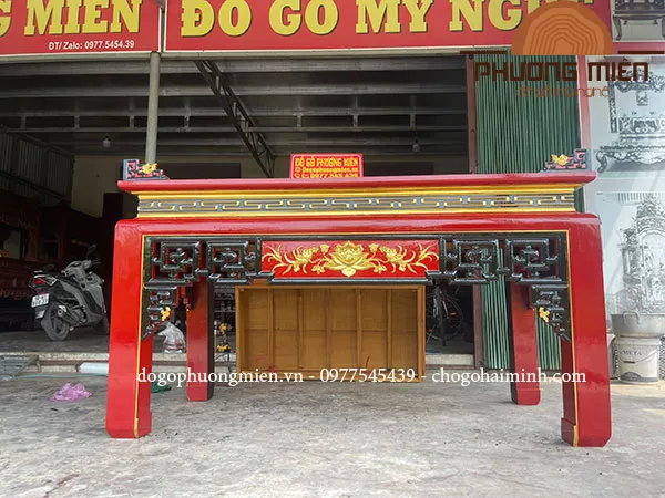 bàn thờ truyện cài sen gỗ mít