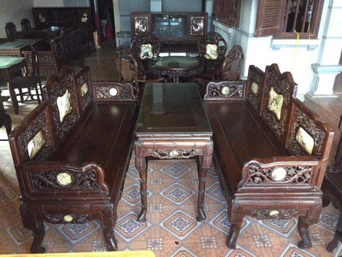 Trường kỷ huế chạm trúc gỗ gụ