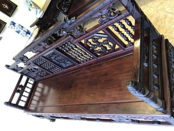 Trường kỷ con tiện huế vân khúc gỗ gụ