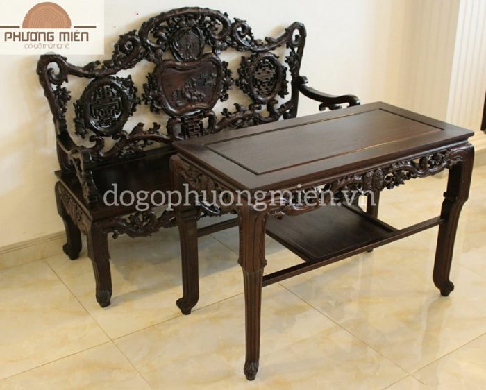 bàn ghế đoản kỷ gỗ gụ kê phòng khách nhỏ
