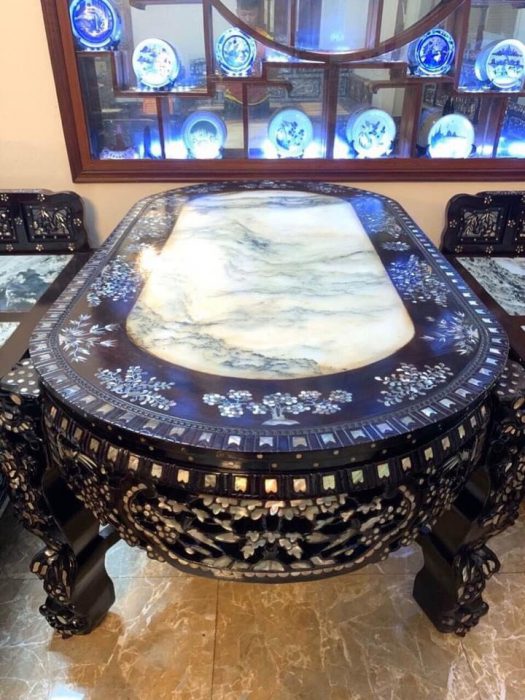 Trường kỷ tam sơn gỗ gụ cẩn ốc