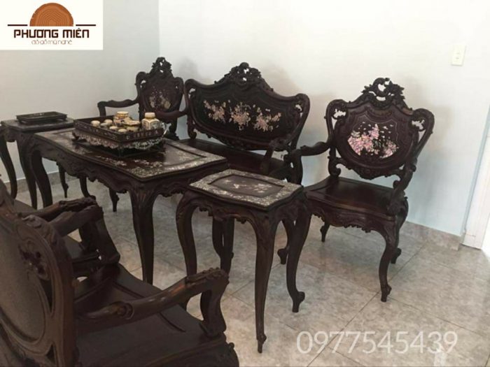 bộ bàn ghế lu-y kiểu Pháp gỗ gụ