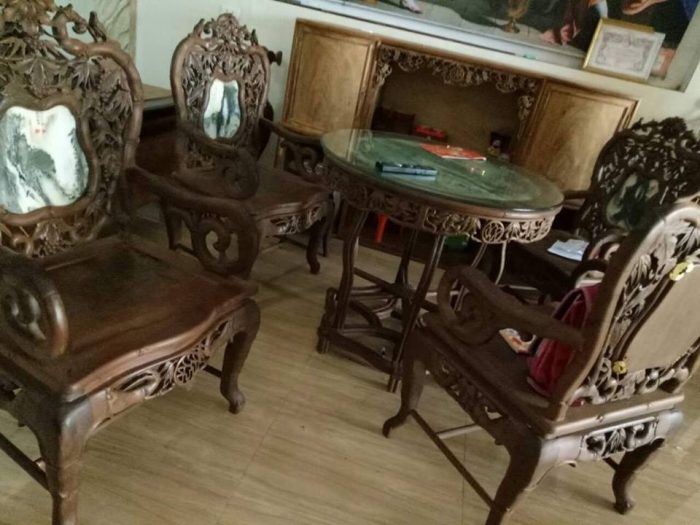 bộ bàn ghế trúc ô đá gỗ gụ ta quảng bình