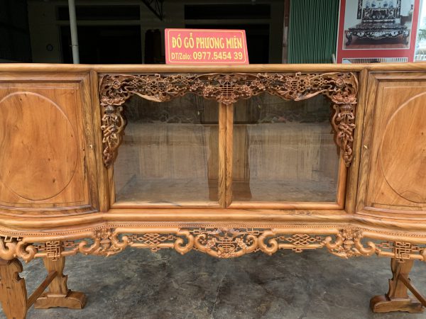 Tủ chè cánh cong gỗ gụ ta Quảng Bình đẹp