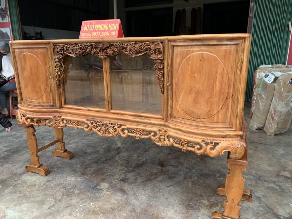Tủ chè cánh cong gỗ gụ ta Quảng Bình đẹp