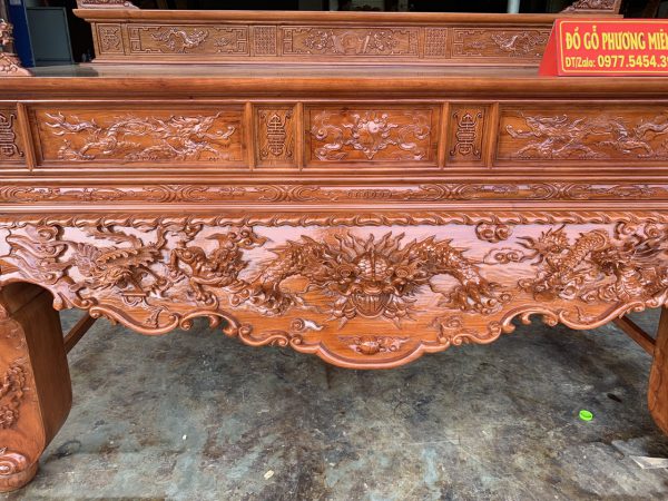 Sập thờ tứ linh hổ phù gỗ hương đá đẹp