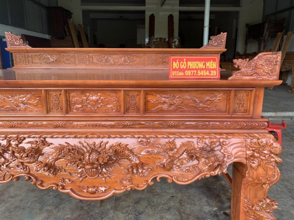 Sập thờ tứ linh hổ phù gỗ hương đá đẹp