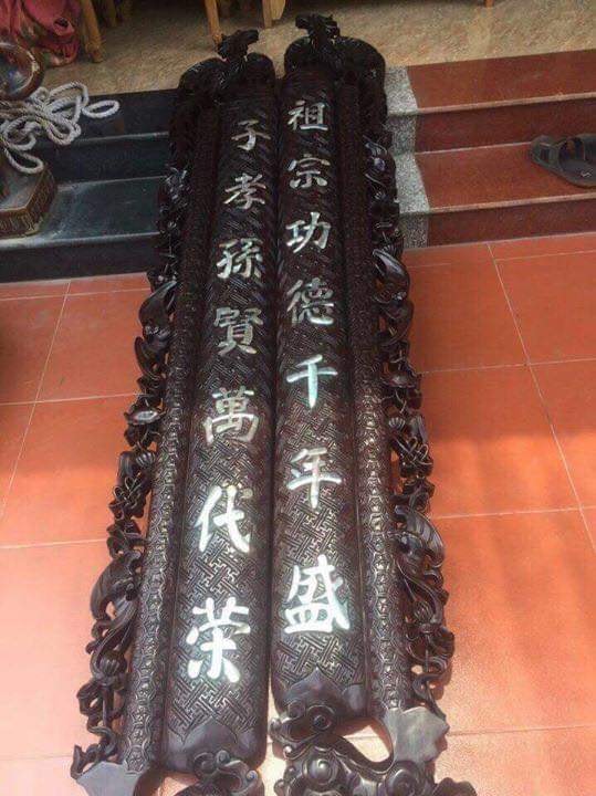 câu đối gỗ gụ