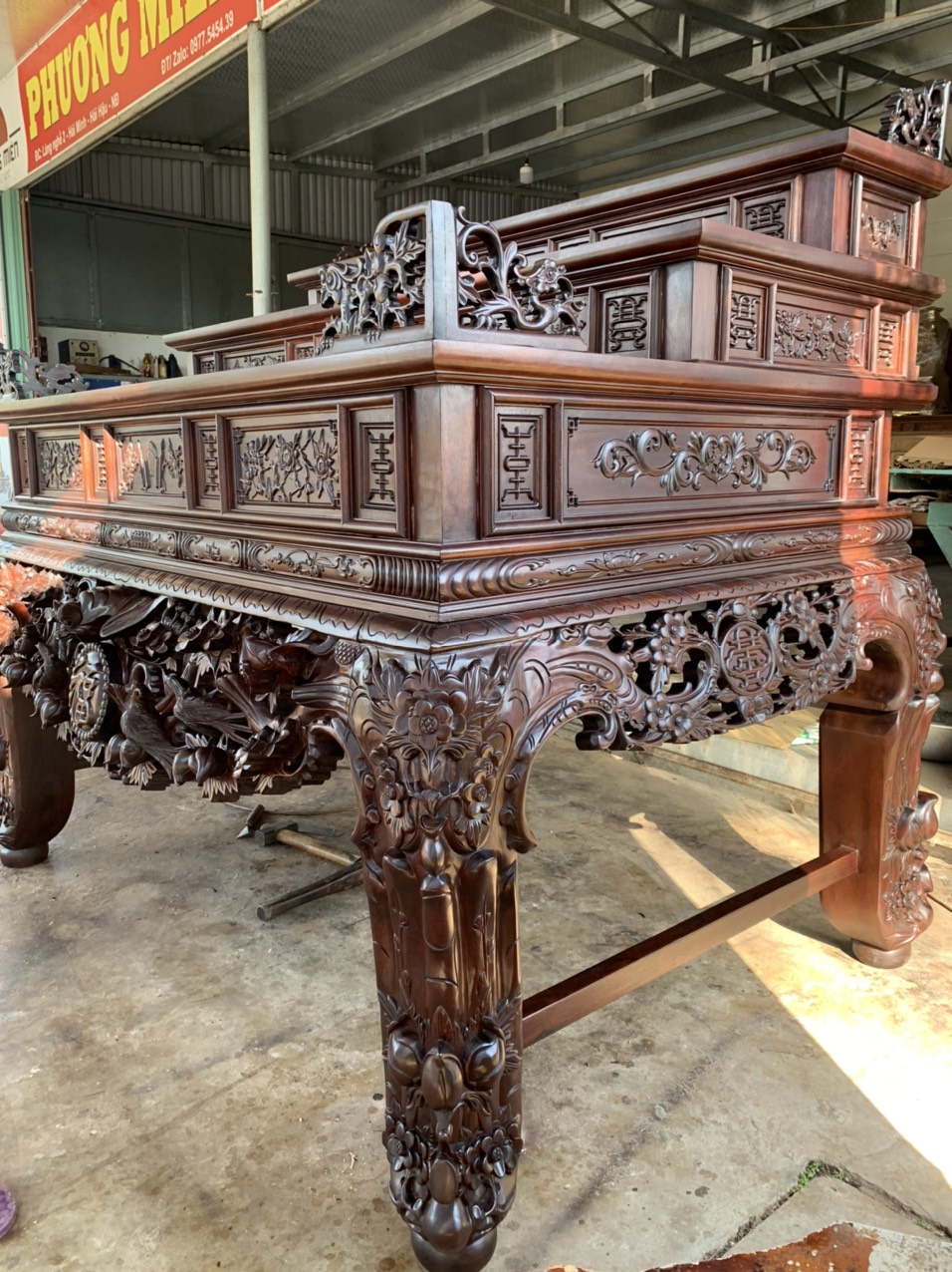 sập thờ tam cấp gỗ gụ