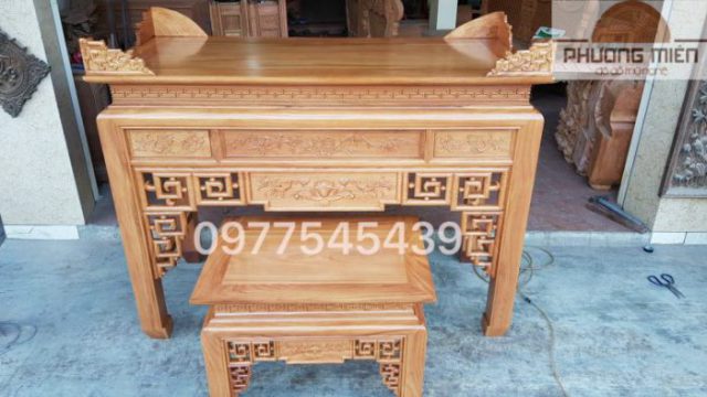 Bàn thờ gia tiên gỗ gõ đỏ