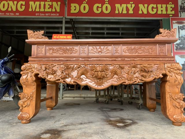 Sập thờ tứ linh hổ phù gỗ gõ đỏ