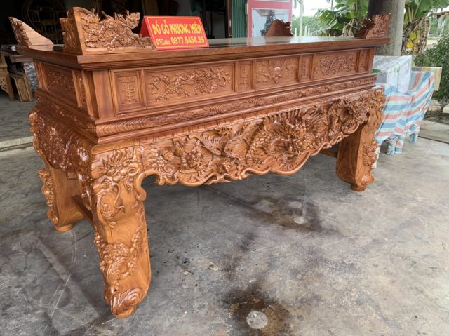 Sập thờ tứ linh gỗ gõ đẹp 2022