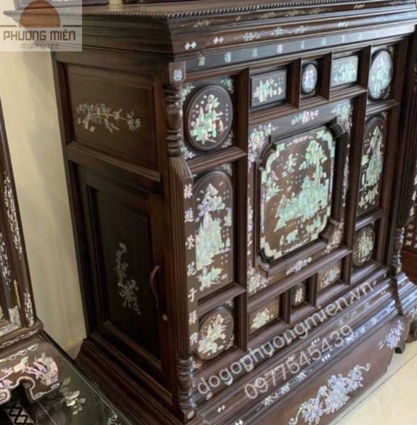Mẫu tủ thờ Huế gỗ gụ cẩn ốc đẹp