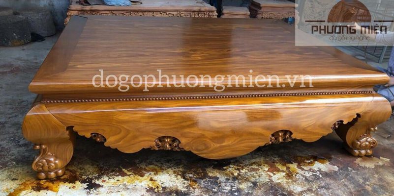 sập trơn gỗ cẩm vàng đẹp