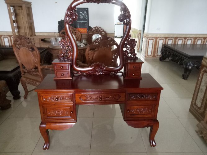 bàn trang điểm hoa hồng gỗ gụ