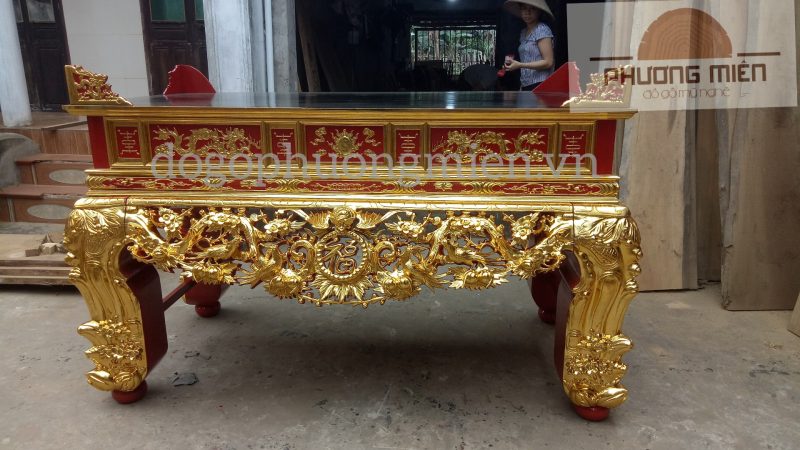 Bàn thờ án gian gỗ mít chạm mai điểu