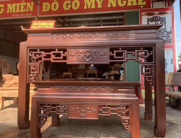 Bàn thờ án gian sen gỗ gụ đẹp