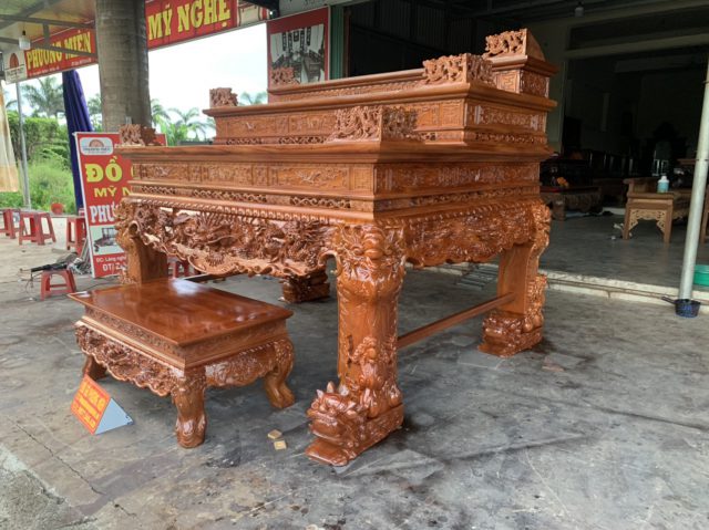 Sập thờ tứ linh gỗ gõ đỏ đẹp.