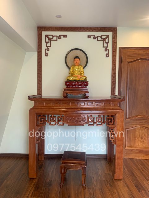 Bàn thờ và tượng phật gỗ mít đẹp
