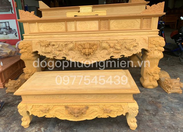 Sập thờ tứ linh gỗ mít nhập khẩu