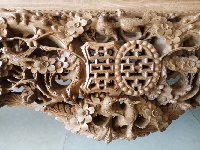 sập thập điểu quần mai gỗ gụ