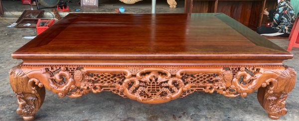 sập ngồi phản gỗ gụ chạm ngũ phúc cổ đẹp.