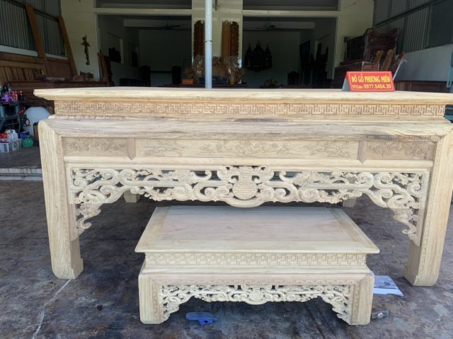 tủ thờ gỗ gụ mẫu truyện như ý thủng