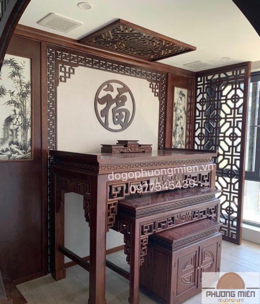 phòng thờ gỗ đẹp tại Ninh Bình