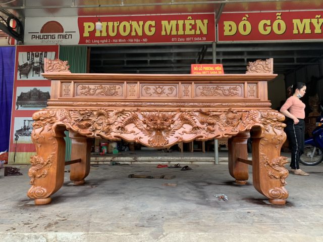 sập thờ tứ linh gỗ gụ tự nhiên