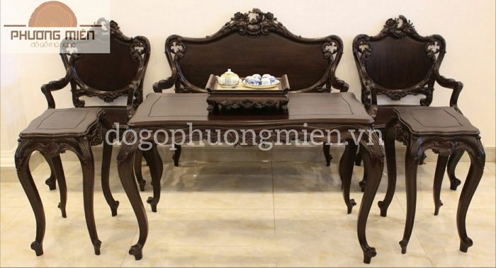 bàn ghế lu-y kiểu pháp gỗ gụ