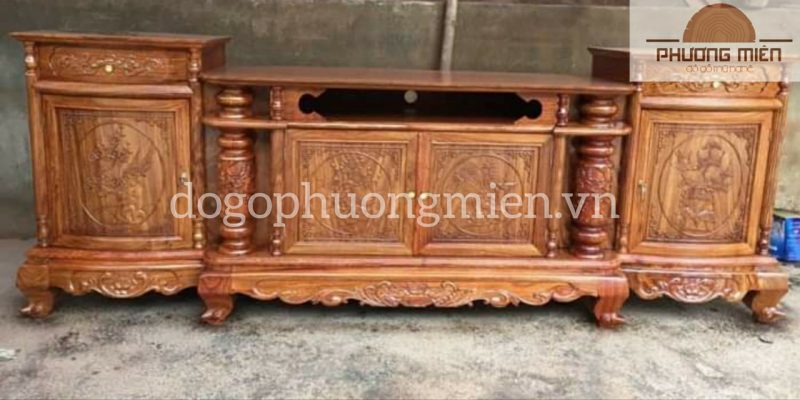 mẫu kệ tivi gỗ gõ đỏ đẹp