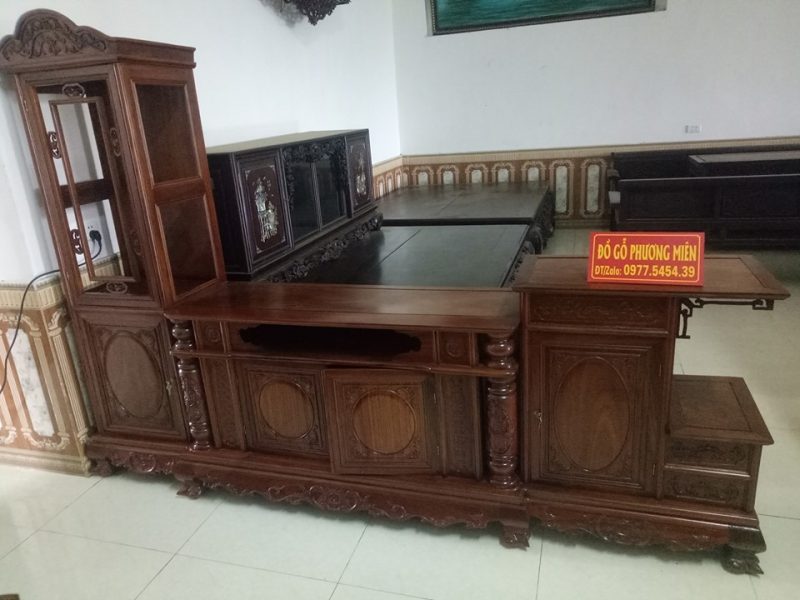 mẫu kệ tivi lệch trái gỗ hương vân đẹp