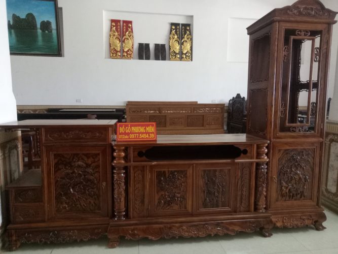 mẫu kệ tivi lệch phải gỗ hương vân đẹp