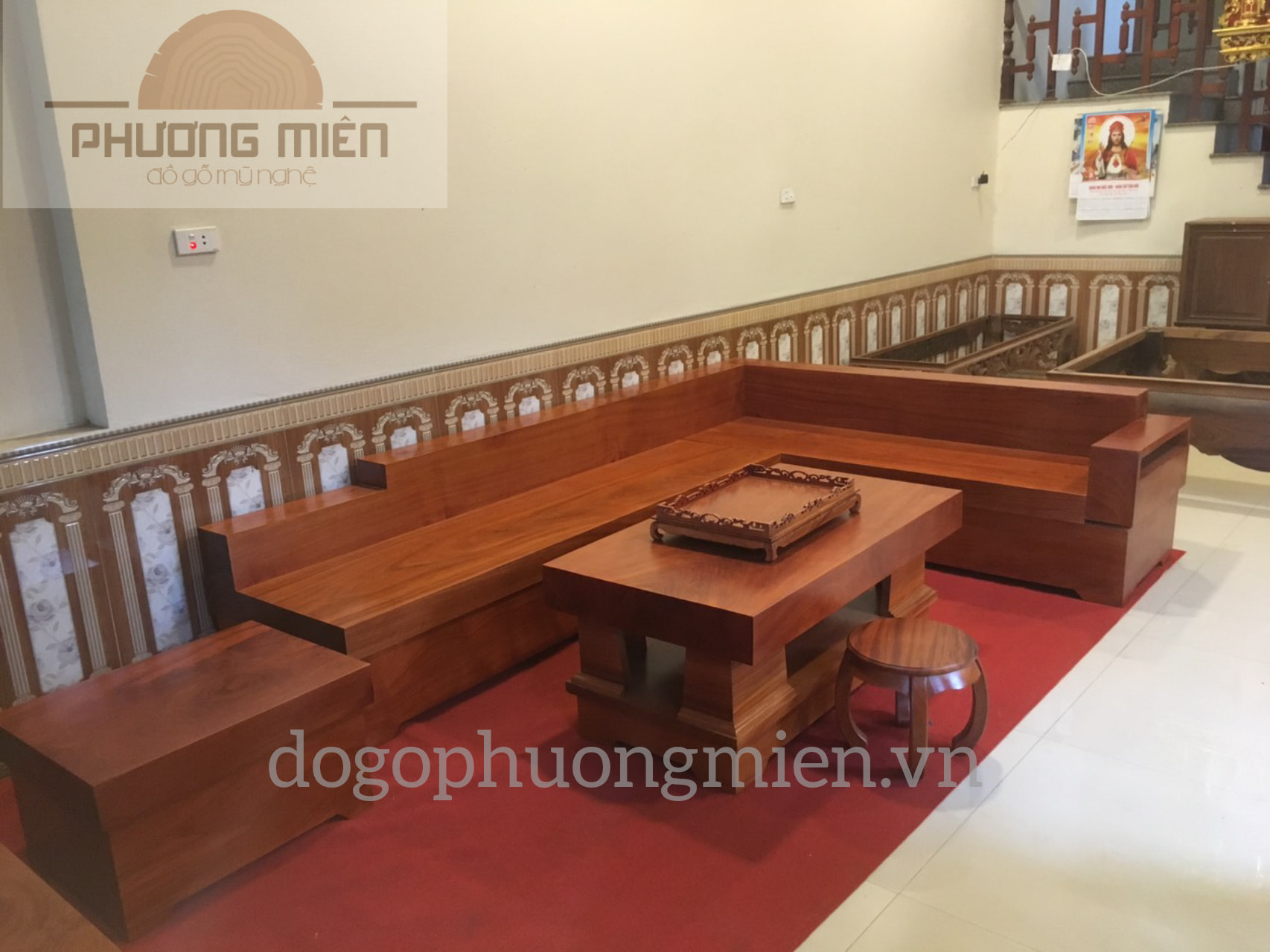 Sofa gỗ gõ đỏ đẹp tự nhiên