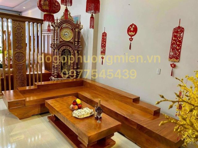 Mẫu bàn ghế sofa gỗ gõ đỏ xu hướng sử dụng hiện nay.