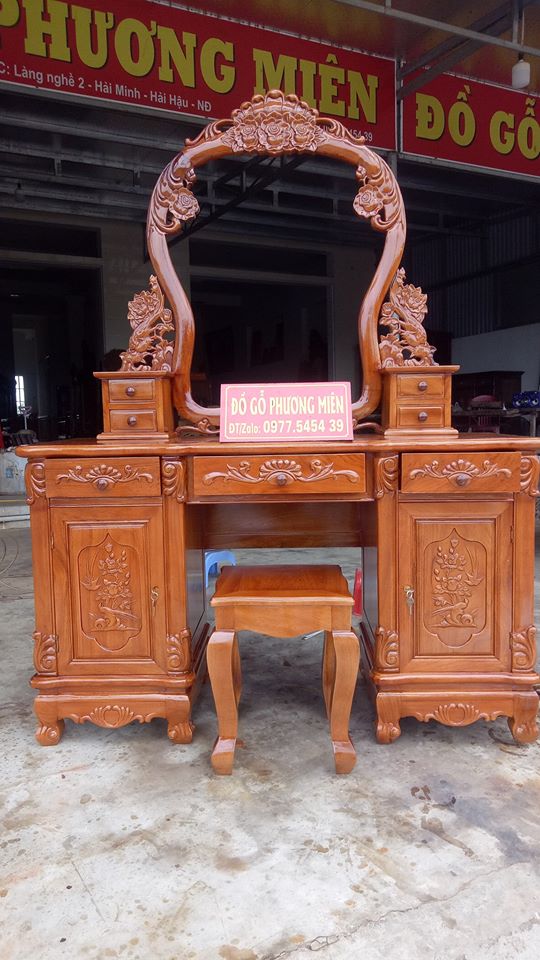 bàn trang điểm gỗ gõ đỏ