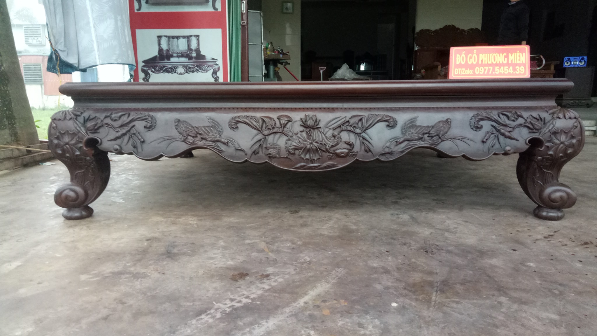 sập sen vịt cổ gỗ gụ