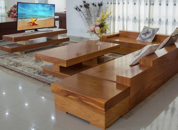 Sofa gỗ gõ đỏ nguyên khối